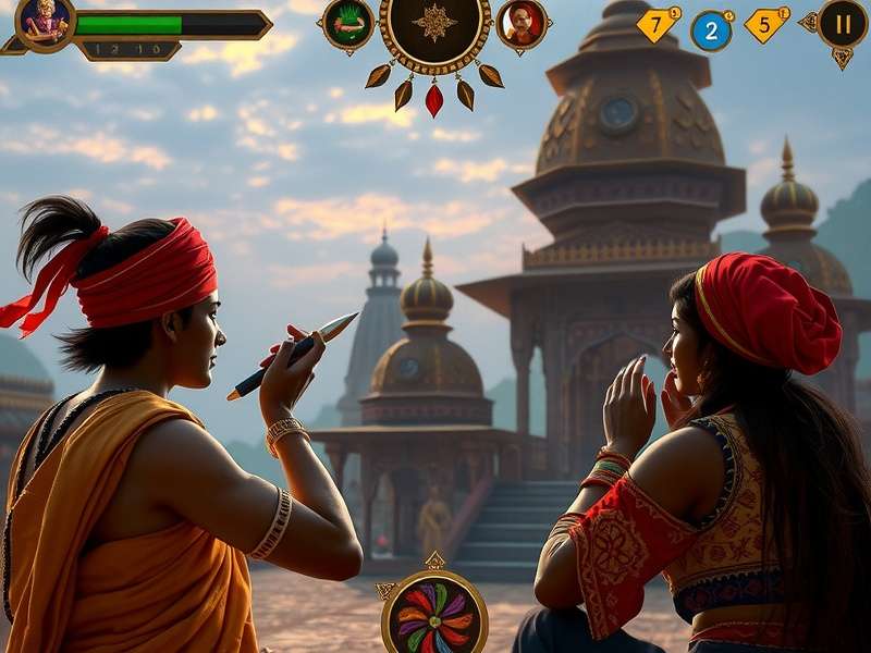Epic Sage Chronicles gameplay screenshot showing character in ancient Indian setting